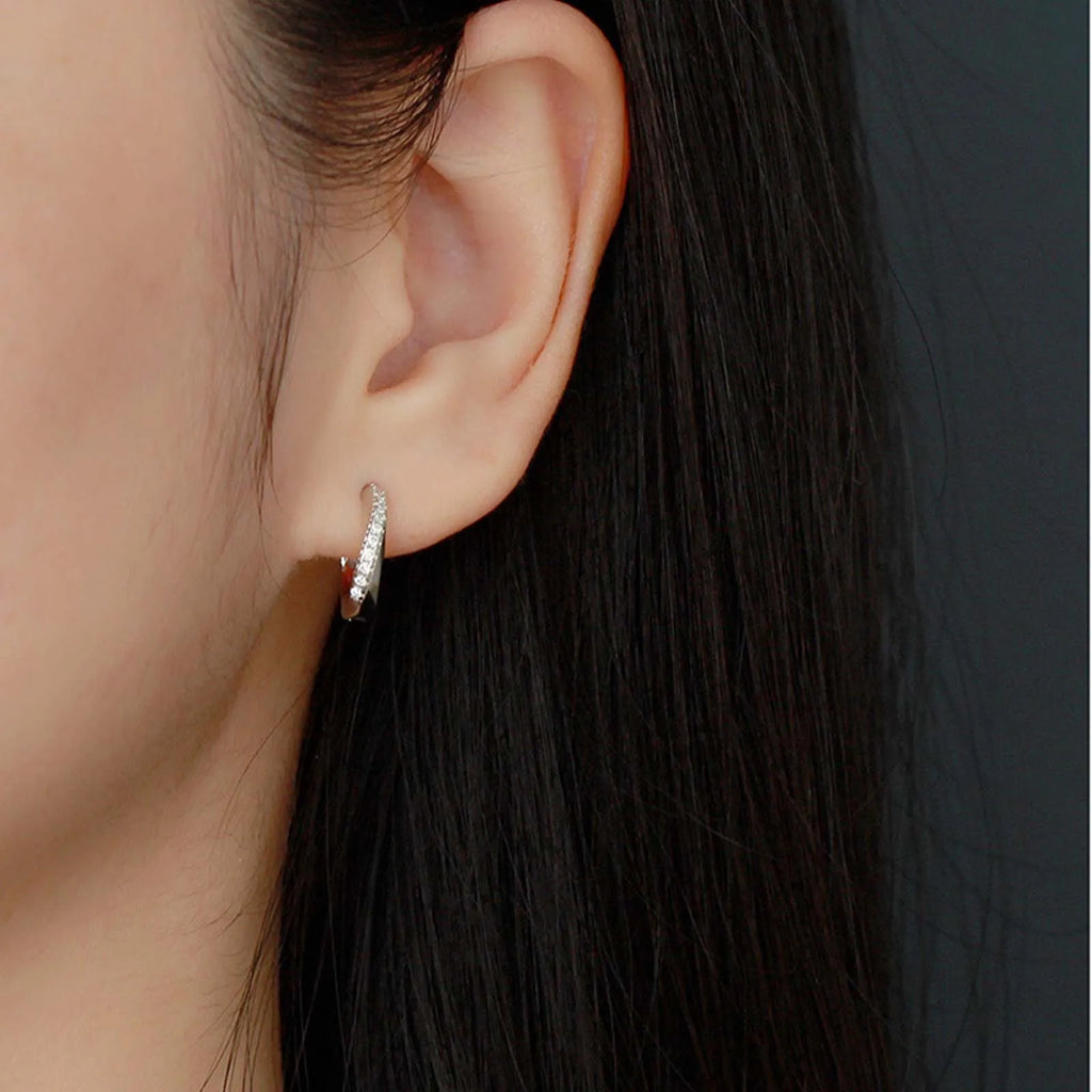 925 Sterling Silver Zircon Huggie Earrings