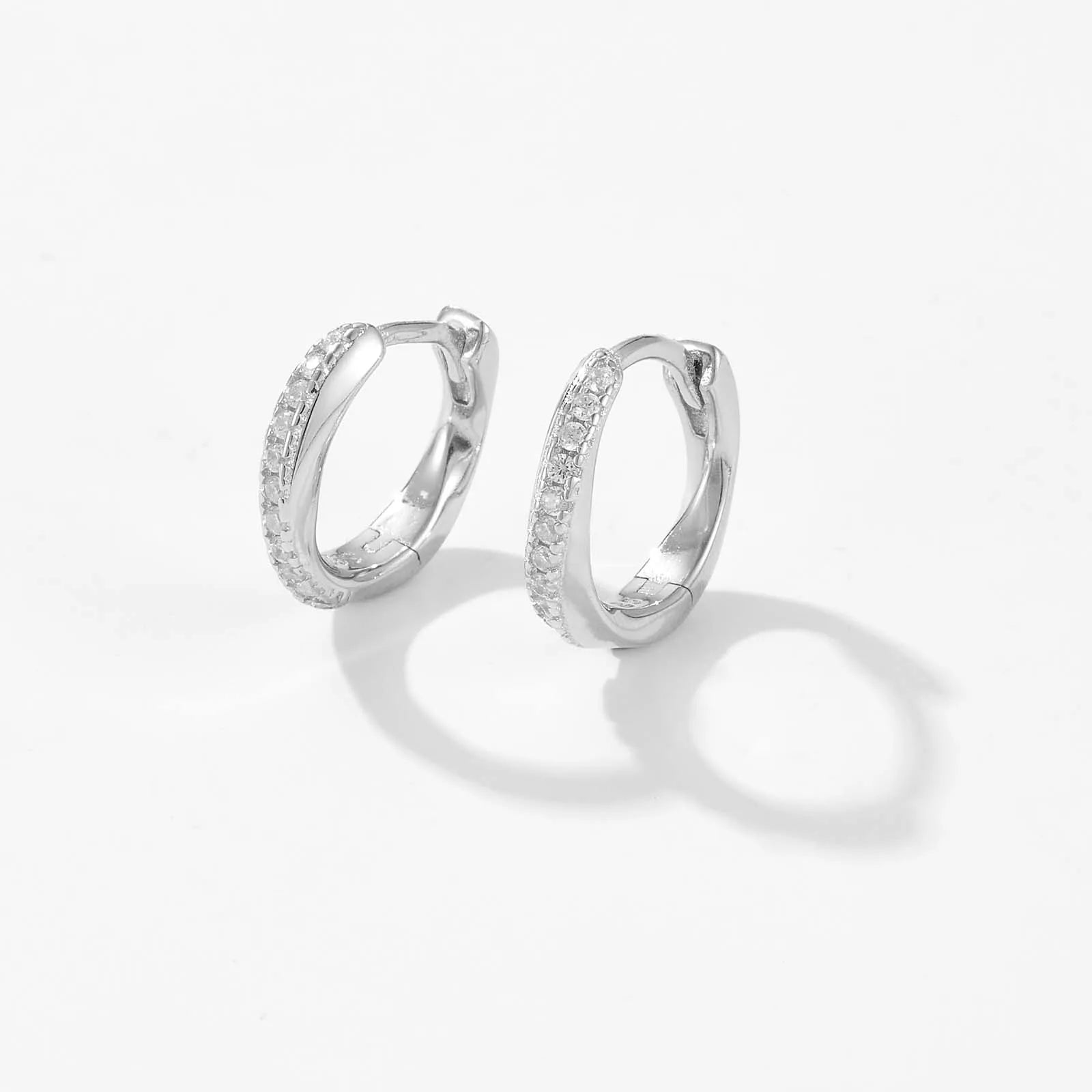 925 Sterling Silver Zircon Huggie Earrings