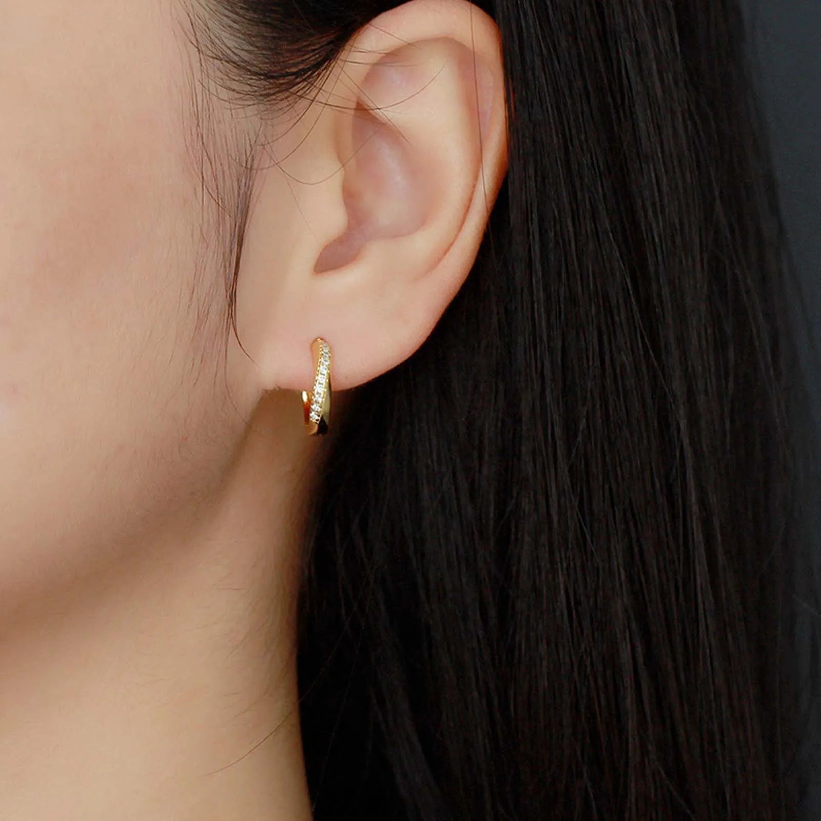 925 Sterling Silver Zircon Huggie Earrings