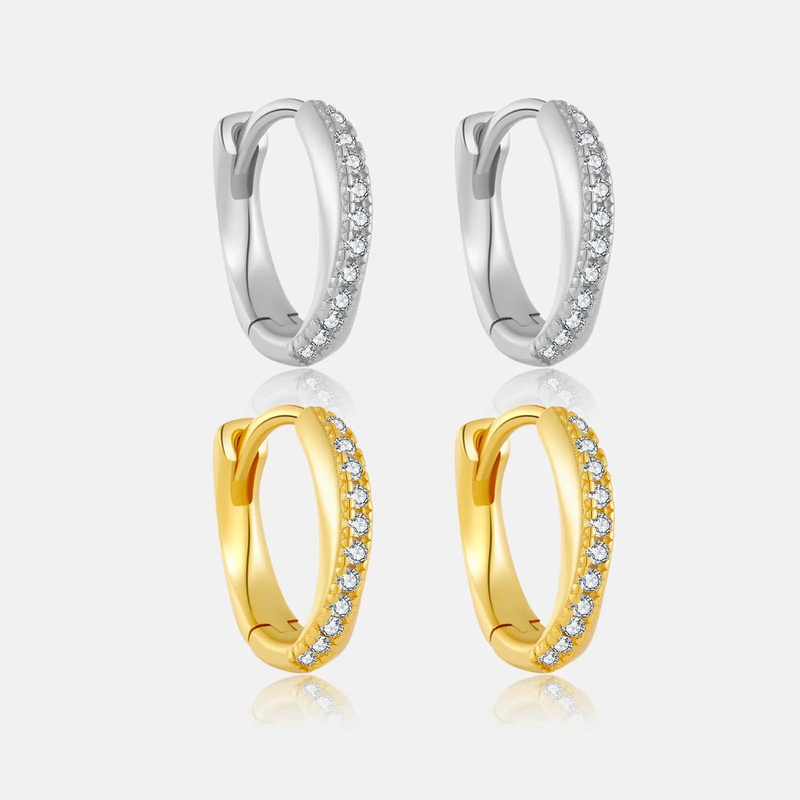 925 Sterling Silver Zircon Huggie Earrings