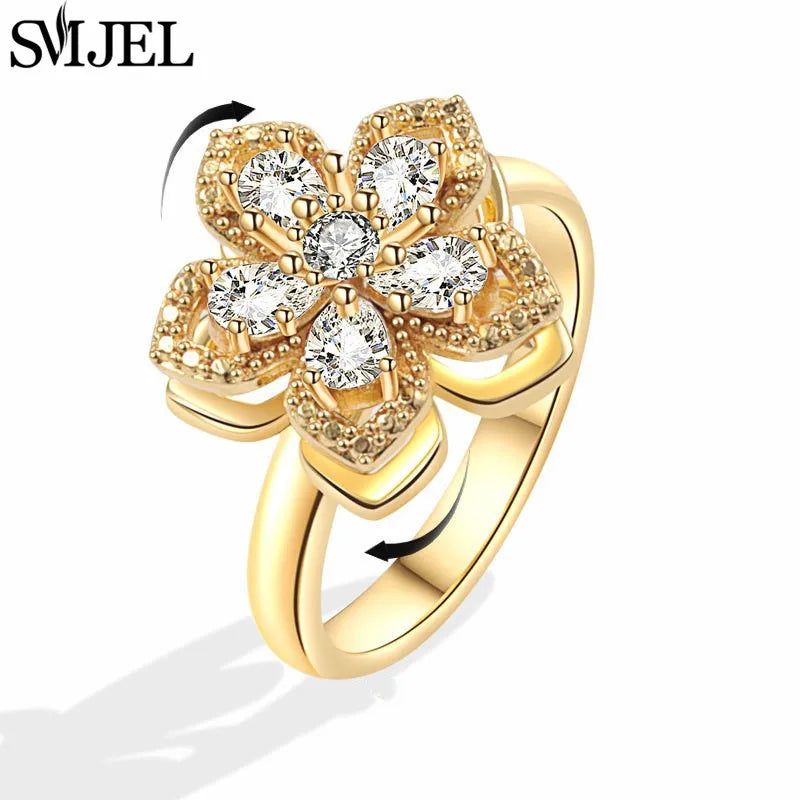 Crystal Bloom Spinner Ring