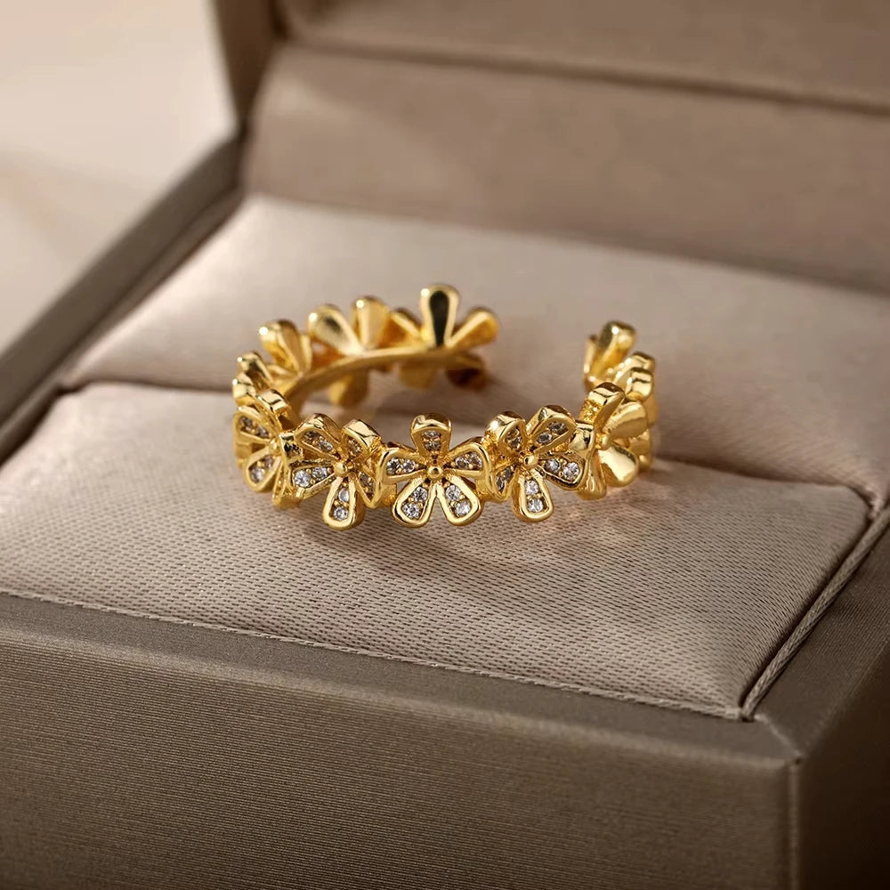 Golden Evil Eye Zircon Ring
