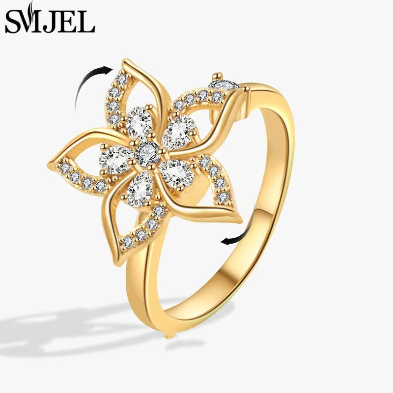 Crystal Bloom Spinner Ring