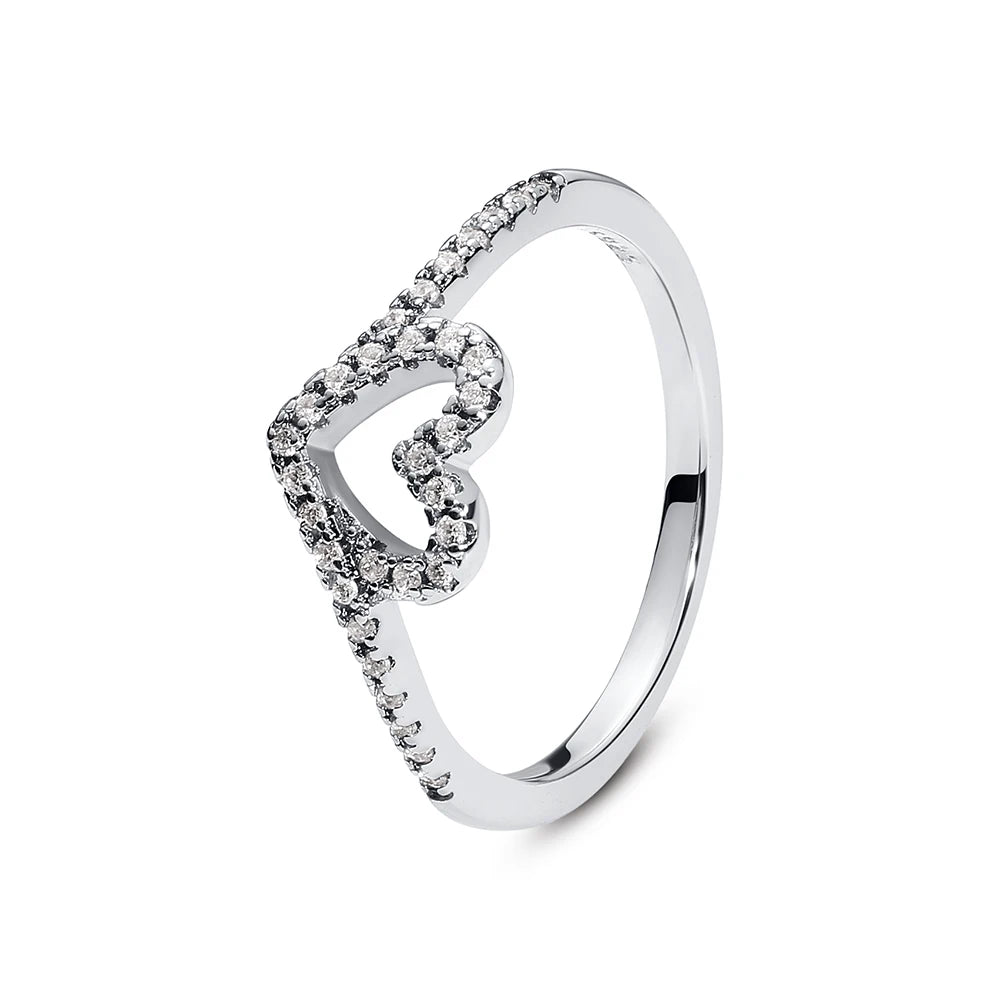 925 Sterling Silver Pavé Heart Ring