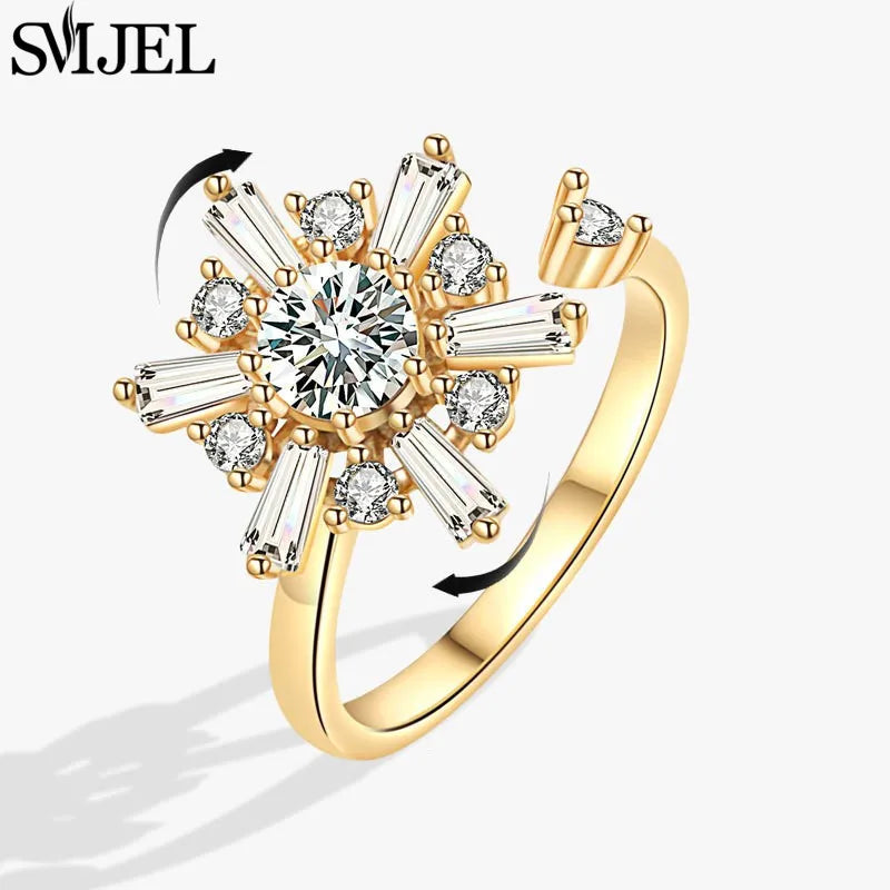 Crystal Bloom Spinner Ring