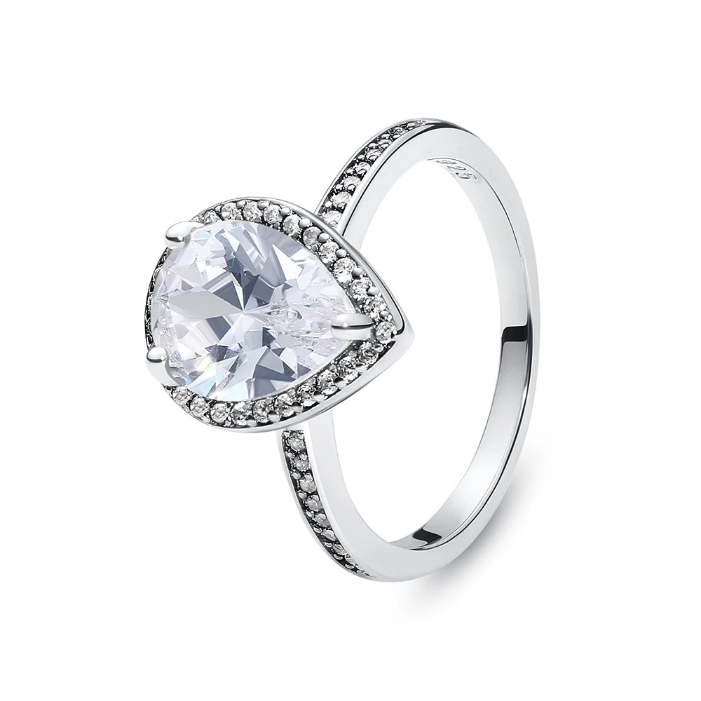 925 Sterling Silver Pavé Heart Ring