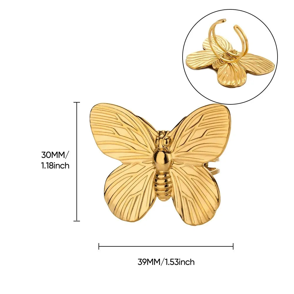 Golden Butterfly Open Ring