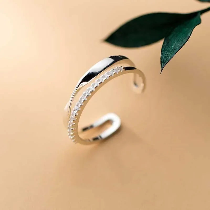 Double Geometry Zircon Ring