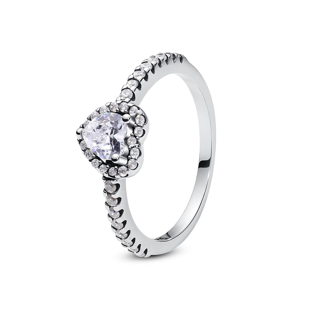 925 Sterling Silver Pavé Heart Ring