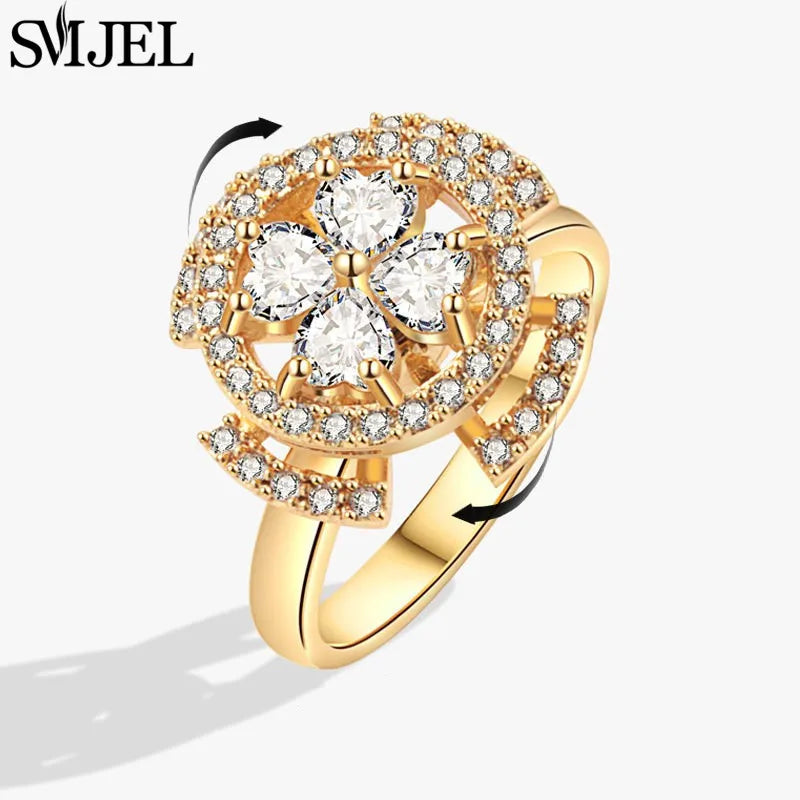 Crystal Bloom Spinner Ring