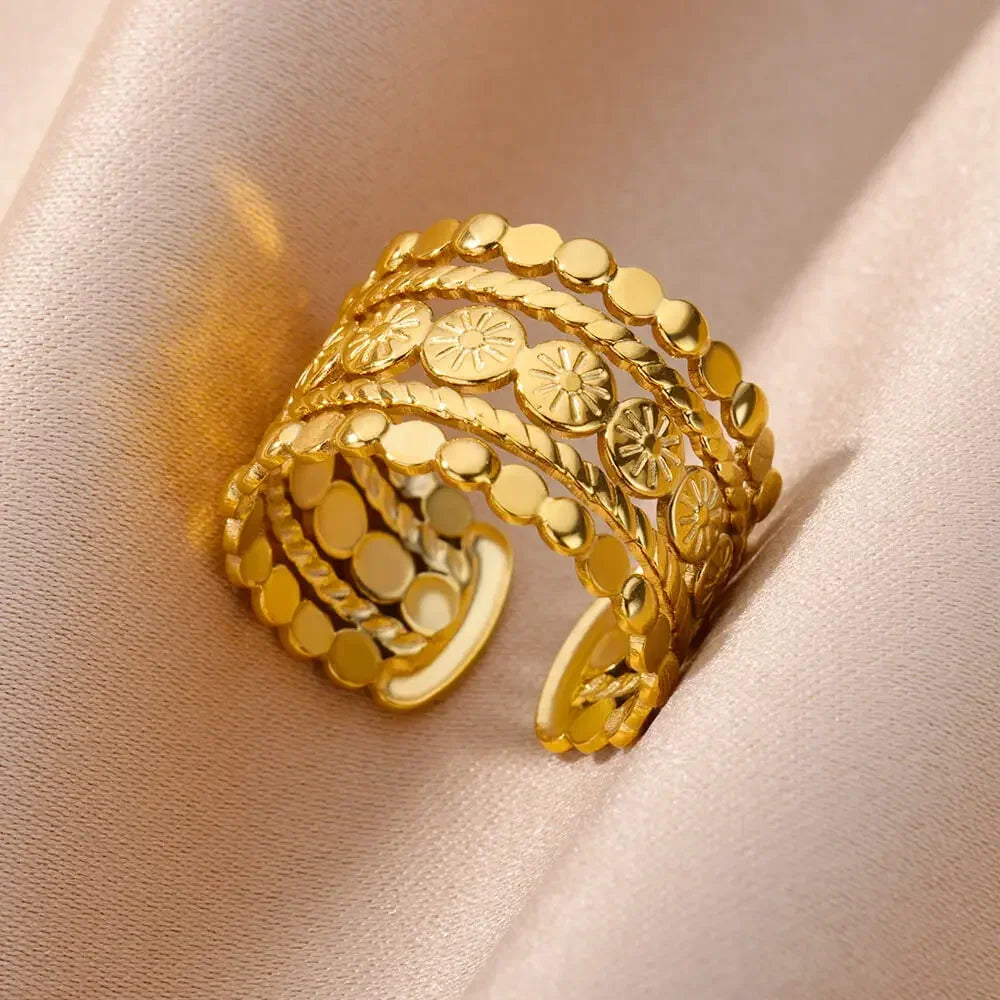 Golden Geometry Open Ring