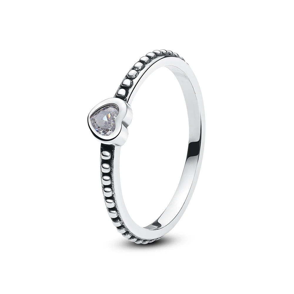 925 Sterling Silver Pavé Heart Ring
