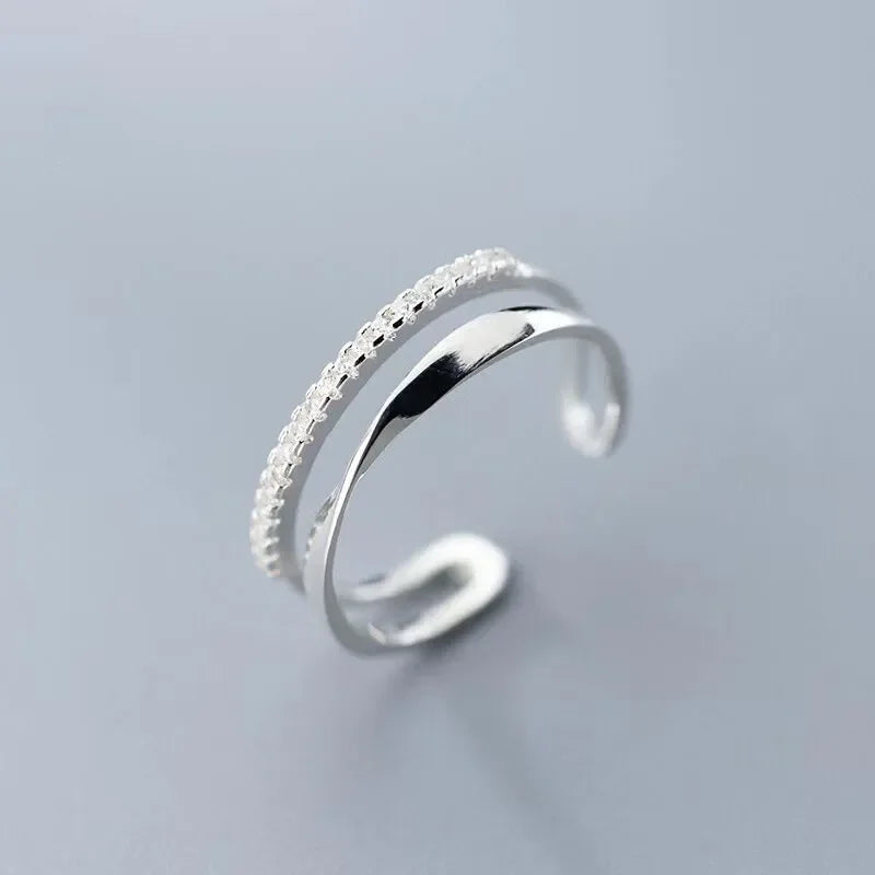 Double Geometry Zircon Ring
