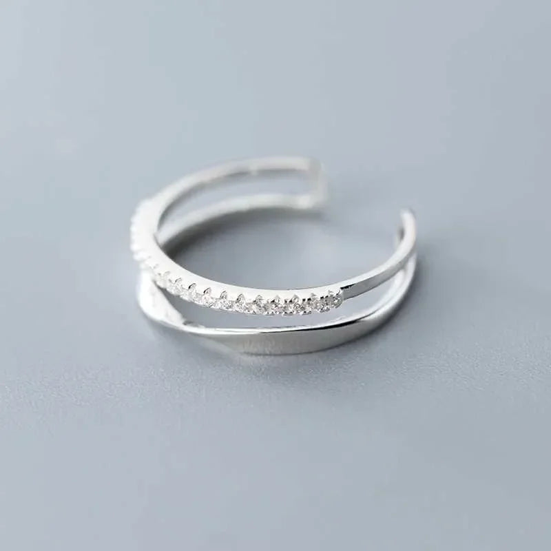 Double Geometry Zircon Ring