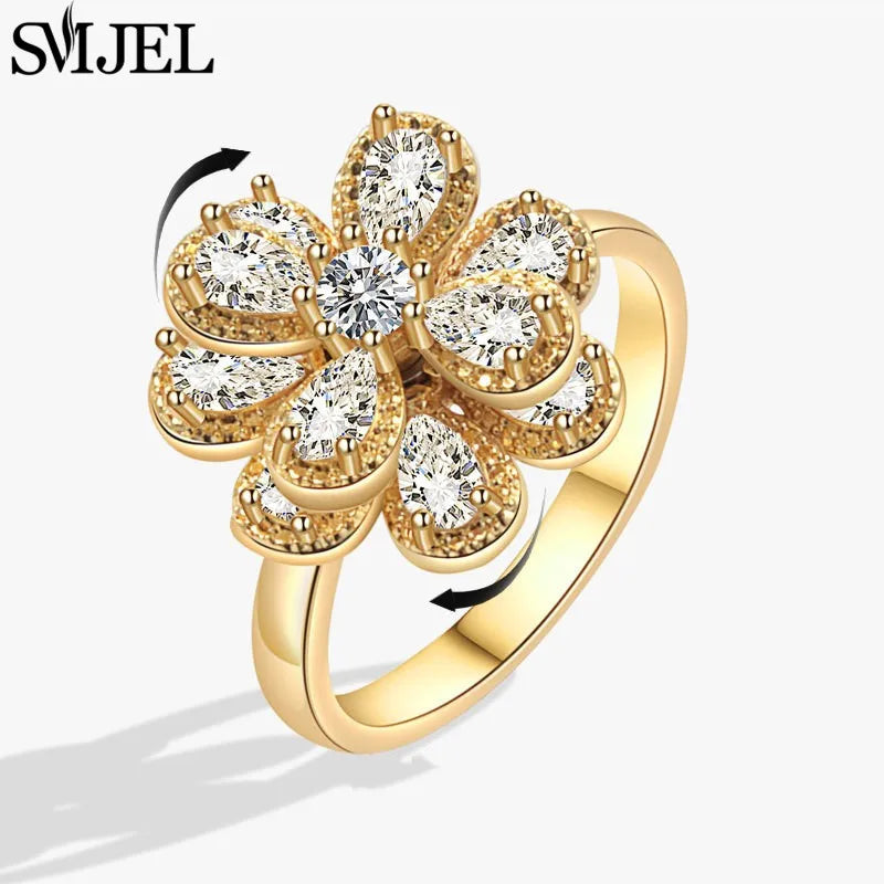 Crystal Bloom Spinner Ring
