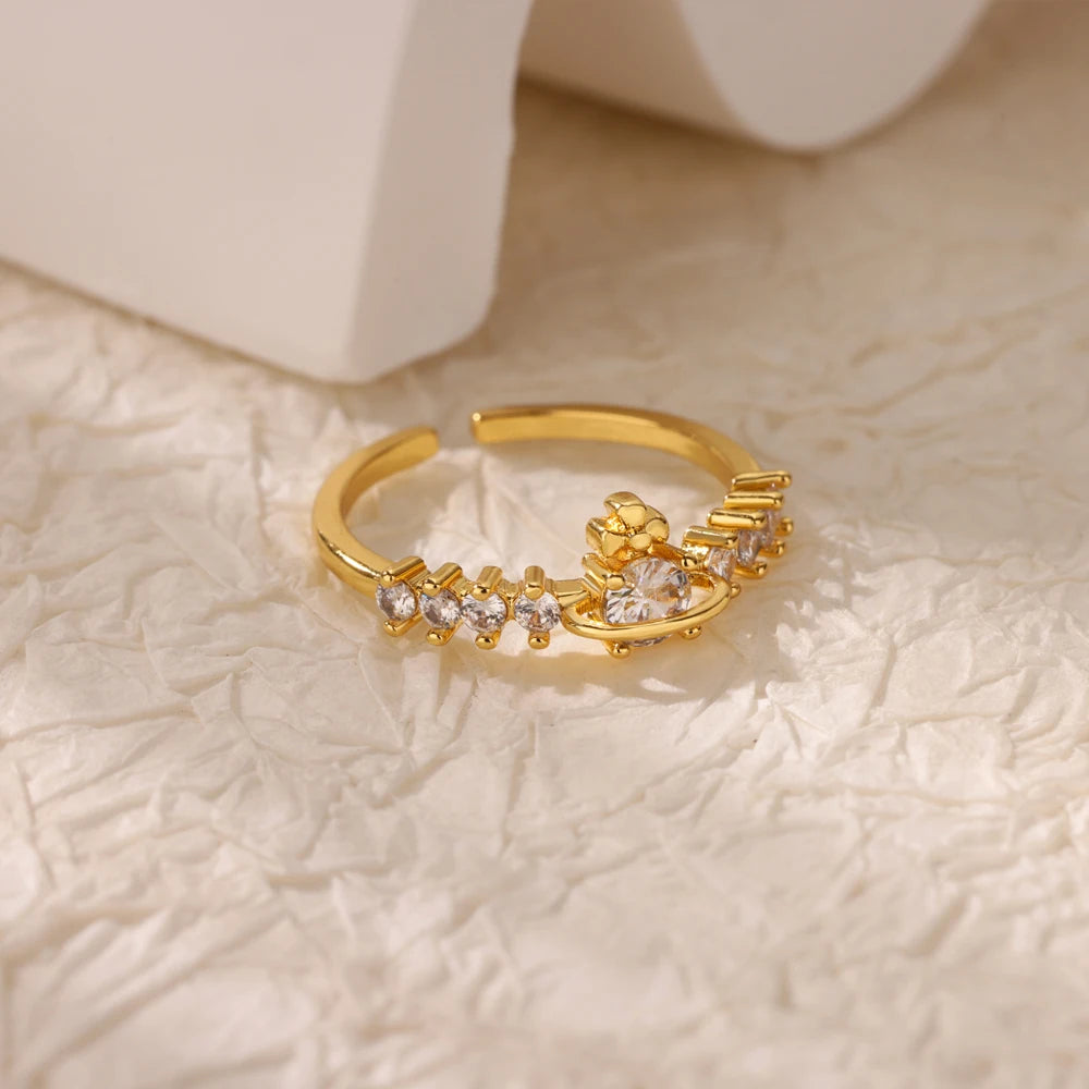 Golden Evil Eye Zircon Ring