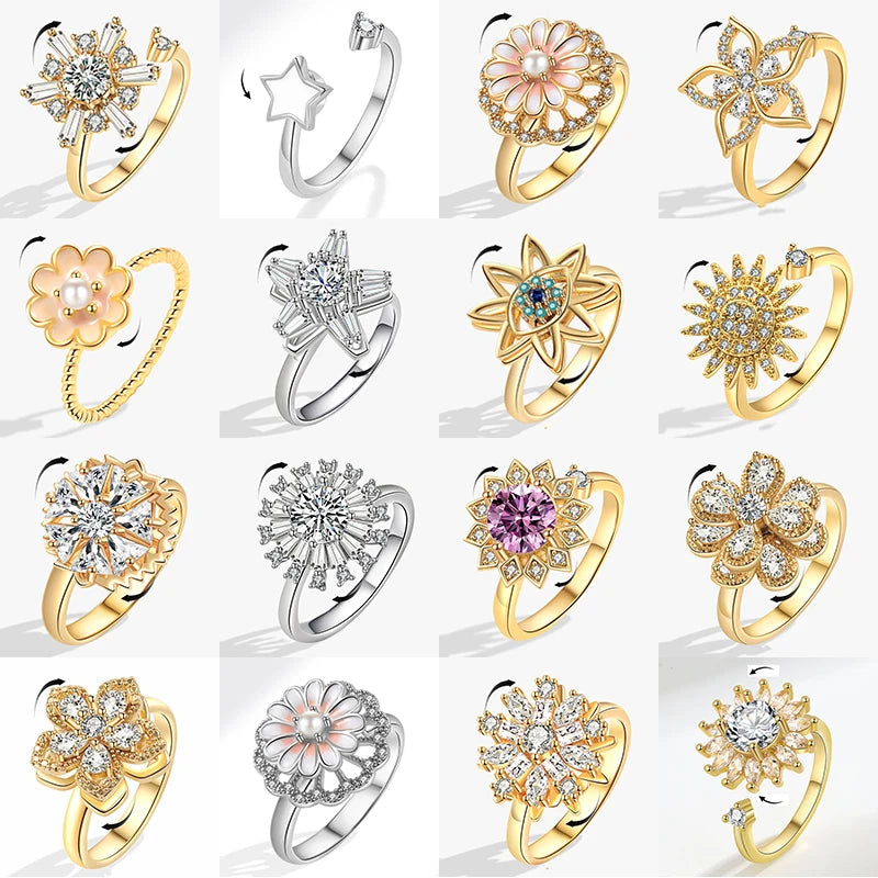 Crystal Bloom Spinner Ring