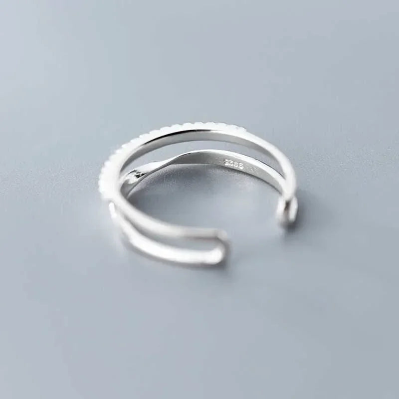 Double Geometry Zircon Ring