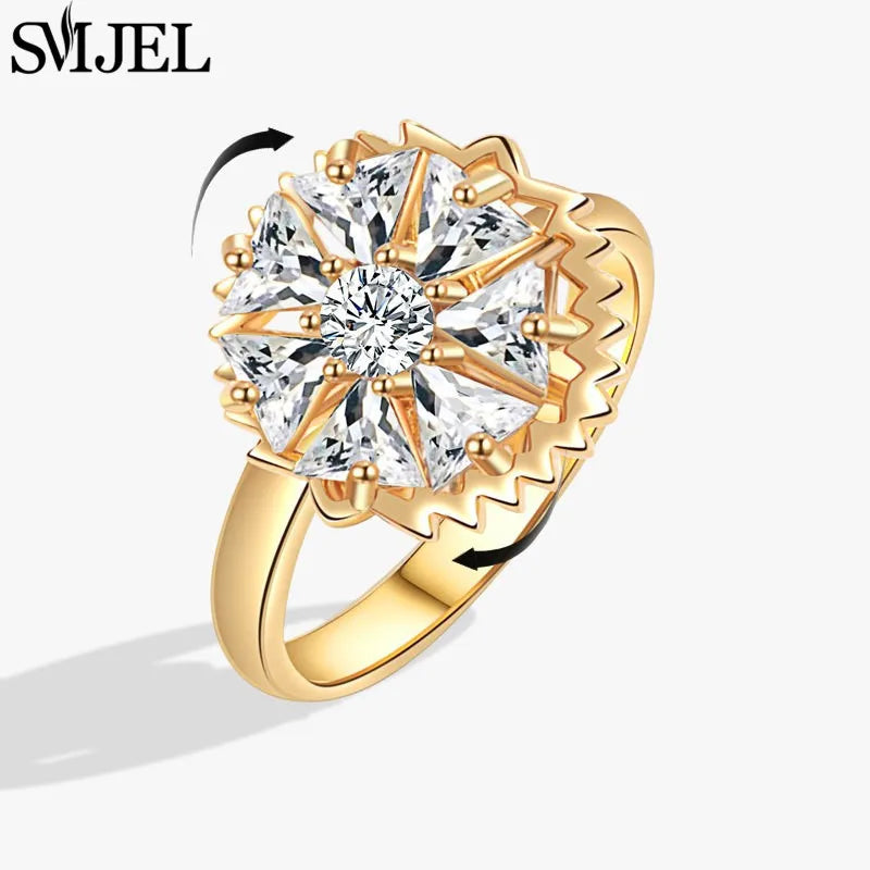 Crystal Bloom Spinner Ring